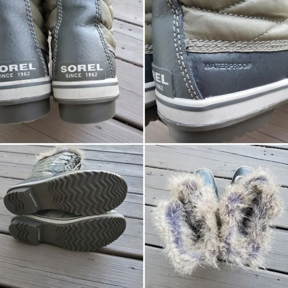 Sorel Tofino II Waterproof Insulated Olive Green Faux Fur‎ Cuff Winter Boots 9